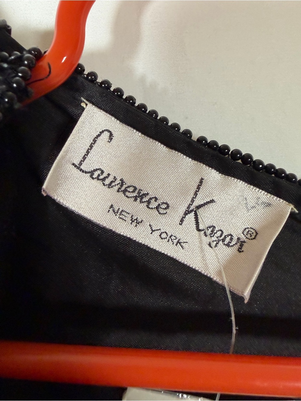 Vintage 80s Laurence Kazar Black Silk Beaded V-Neck Cocktail Mini Dress - Picture 3 of 10